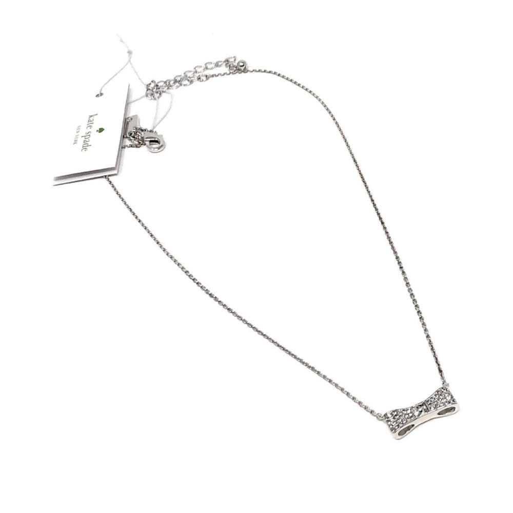 Kate Spade Ready Set Bow Pave mini pendant silver‎ necklace.